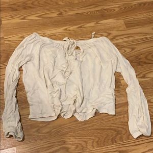 Off White Long Sleeve Off the Shoulder Top